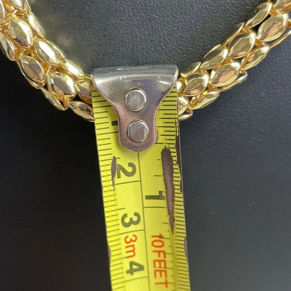 Vintage Chunky Chain Necklace Spiga Wheat Box Chain Gold Tone Magnetic Closure - Picture 8 of 8